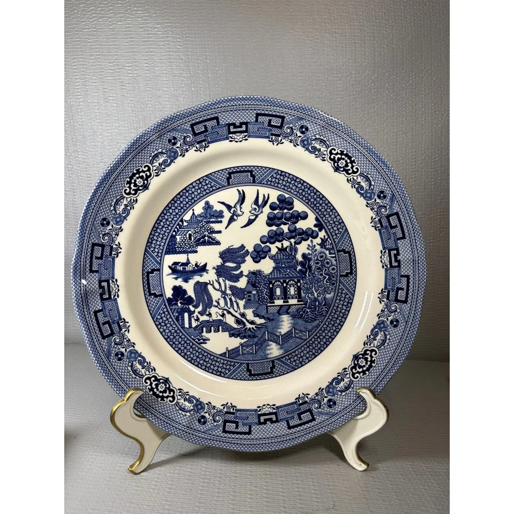 Set of‎ 4 Legend British Heritage Earthenware Blue Willow Dinner Plates 10.5in